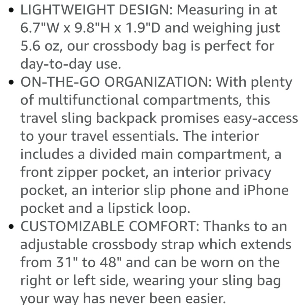 Baggalini Black Sling Backpack Bag Multi Wear RFID Card Slots Adjustable NEW - Picture 8 of 16